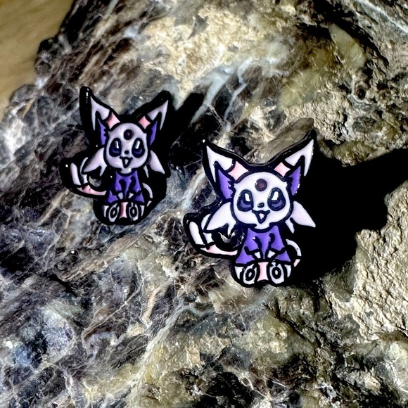 3 For $35 Pokemon Espeon Stainless Steel Enameled Stud Character Earrings - Picture 6 of 6